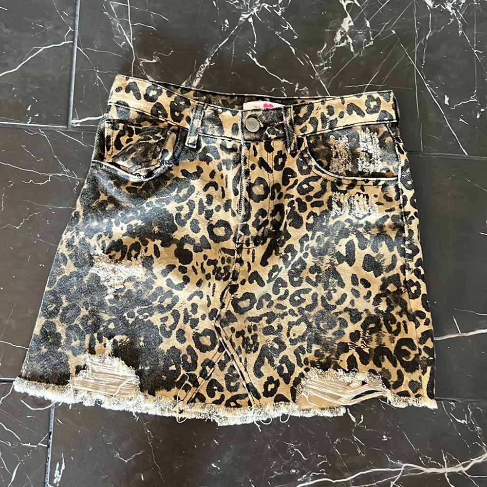 Cheetah Jean mini skirt